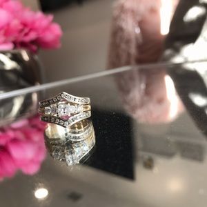 14k yellow white gold with diamonds ring
